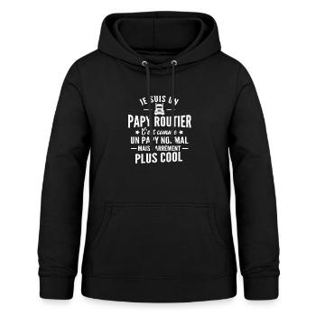 je suis un papy routier - Sweat à capuche Femme - noir - Devant - AI Model Female 172 light (172cm)