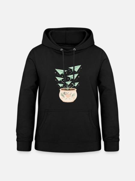 Papierfluglinge im Blumentopf - Frauen Hoodie - Schwarz
