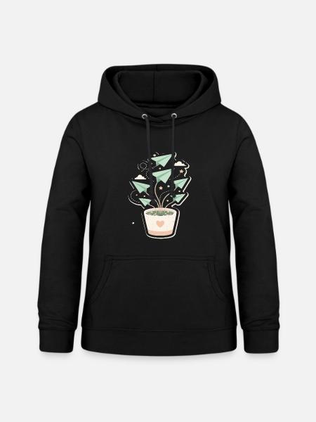 Papierflieger Pflanze Wuchs - Frauen Hoodie - Schwarz