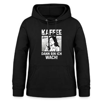 Café puis je suis réveillé ! - Sweat à capuche Femme - noir - Devant - AI Model Female 172 light (172cm)
