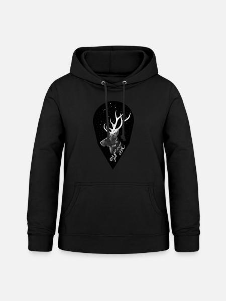 Tier Totem Hirsch Orakel - Frauen Hoodie - Schwarz