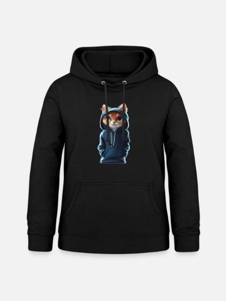 Bockige Katze mit Pullover - Frauen Hoodie - Schwarz