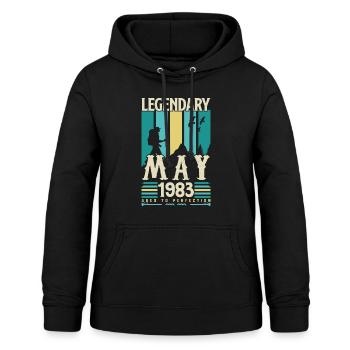 Mai 1983 Jubiläumsgeschenk, Jahrgang Mai 1983. - Frauen Hoodie - Schwarz - Vorne - AI Model Female 172 light (172cm)