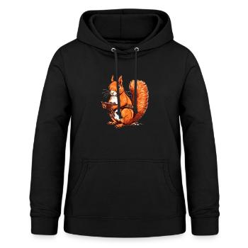 Wehrhaftes Eichhörnchen bewaffnet als Actionheld - Frauen Hoodie - Schwarz - Vorne - AI Model Female 172 light (172cm)