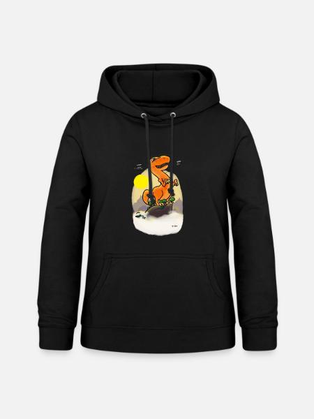 Dino Auf Berggipfel - Frauen Hoodie - Schwarz