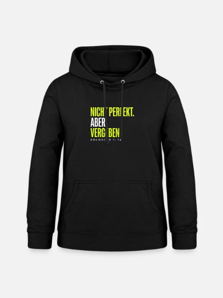 Nicht perfekt. Vergeben. – Christlicher Spruch - Frauen Hoodie - Schwarz