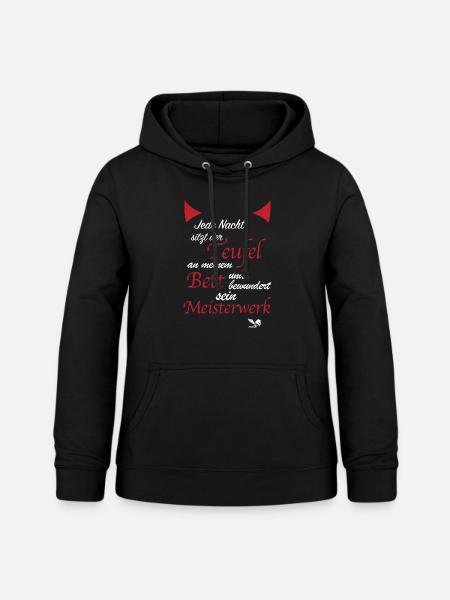 Teufel, Bett, Teufelchen,Teufelskerl, Halloween - Frauen Hoodie - Schwarz