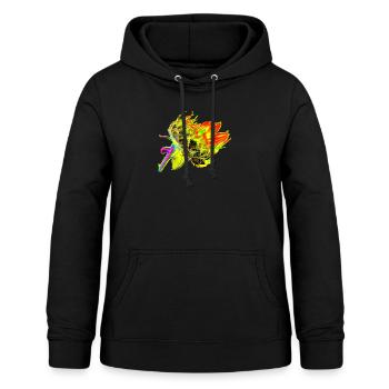 Eine bunte Sonnenblume im aufblühen, A733107 - Frauen Hoodie - Schwarz - Vorne - AI Model Female 172 light (172cm)