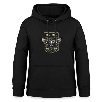 Conception de l’insigne de pilote de drone d’aviation - Sweat à capuche Femme - noir - Devant - AI Model Female 172 light (172cm)