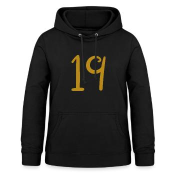 19 - Frauen Hoodie - Schwarz - Vorne - AI Model Female 172 light (172cm)