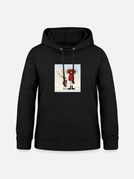 Winterfreundschaft im Schnee - Frauen Hoodie - Schwarz