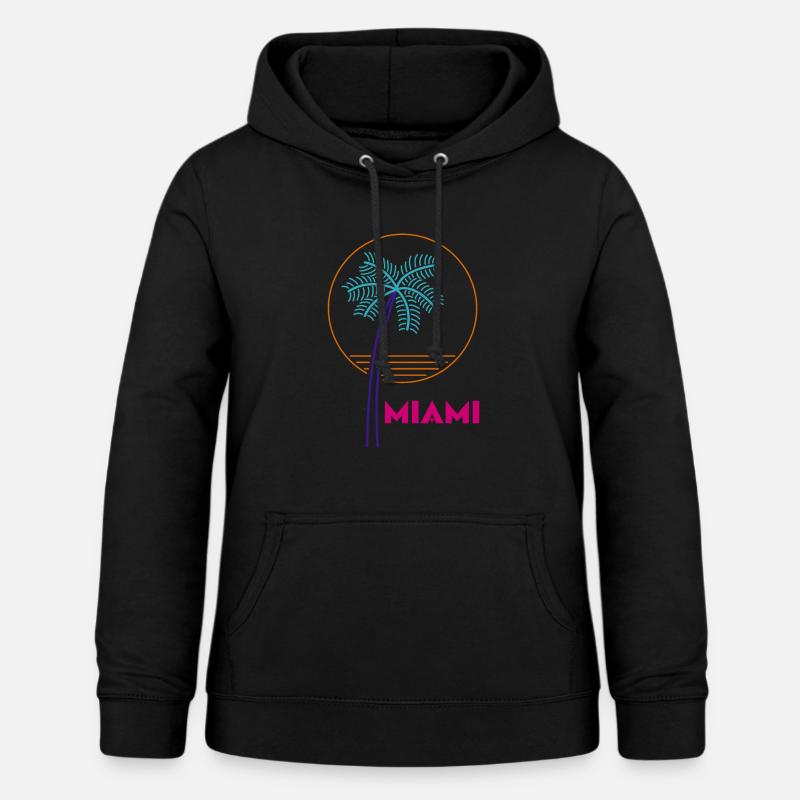 Idée de cadeau Palm Neon Miami - Sweat à capuche Femme - noir