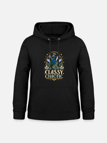Classy Chaotic Pfau Art Deco - Frauen Hoodie - Schwarz