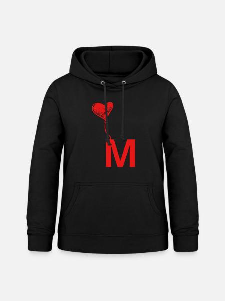 Buchstabe m Herz - Frauen Hoodie - Schwarz