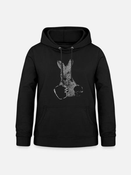 Känguru mit Boxhandschuhen - Frauen Hoodie - Schwarz