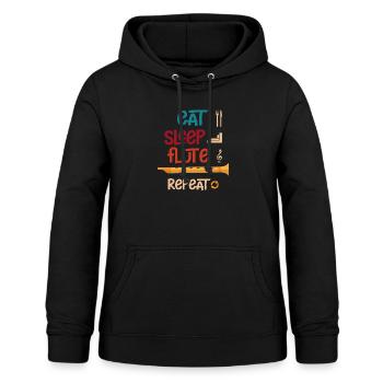 Esst Schläft Flöte Wiederholt Flöte - Frauen Hoodie - Schwarz - Vorne - AI Model Female 172 light (172cm)