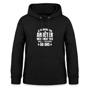 50 ans, anniversaire 50 ans, anniversaire humour - Sweat à capuche Femme - noir - Devant - AI Model Female 172 light (172cm)