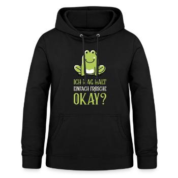 Frosch Laubfrosch Ich Mag Frösche - Frauen Hoodie - Schwarz - Vorne - AI Model Female 172 light (172cm)