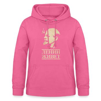 Lénine vit - Sweat à capuche Femme - rose - Devant - AI Model Female 172 light (172cm)