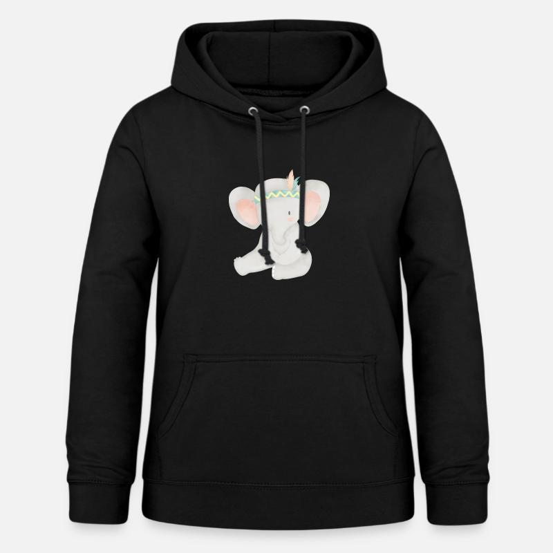 Boho éléphant - Sweat à capuche Femme - noir