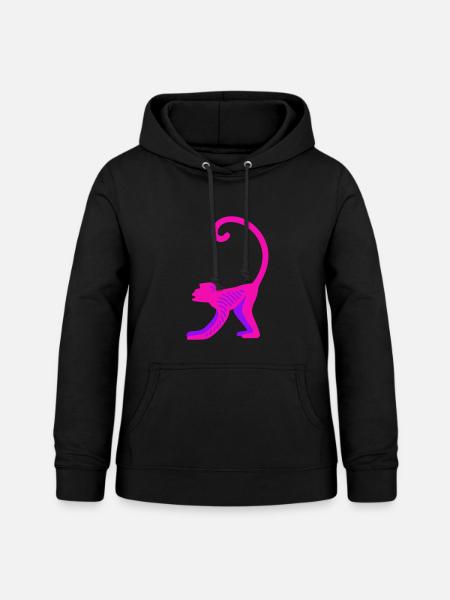 Neon Pink Monkey - Women's Hoodie - black