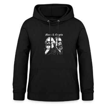 Marx & Engels mit schwarzen Sonnenbrillen - Frauen Hoodie - Schwarz - Vorne - AI Model Female 172 light (172cm)