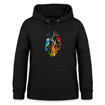 hippocampe aux algues - Sweat à capuche Femme - noir - Devant - AI Model Female 172 light (172cm)