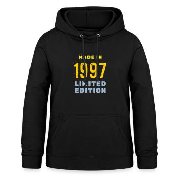 1997 - Frauen Hoodie - Schwarz - Vorne - AI Model Female 172 light (172cm)