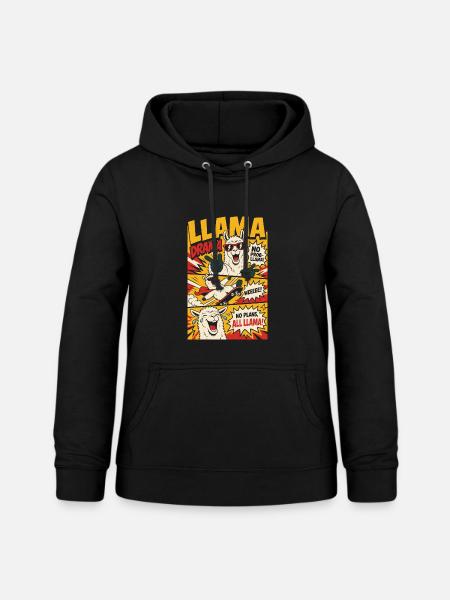 Llama Drama – No Prob-Llama Comic - Frauen Hoodie - Schwarz