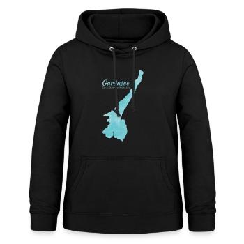 Gardasee - Kontur blau - Frauen Hoodie - Schwarz - Vorne - AI Model Female 172 light (172cm)