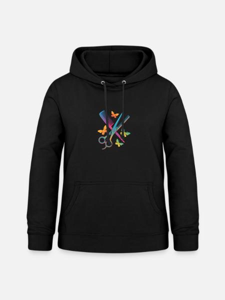 Friseur Schere Kamm Schmetterling - Frauen Hoodie - Schwarz