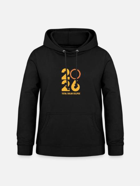 2026 Total Solar Eclipse Path Retro - Frauen Hoodie - Schwarz