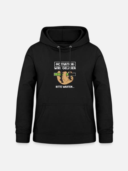 Motivation wird geladen Faultier - Frauen Hoodie - Schwarz