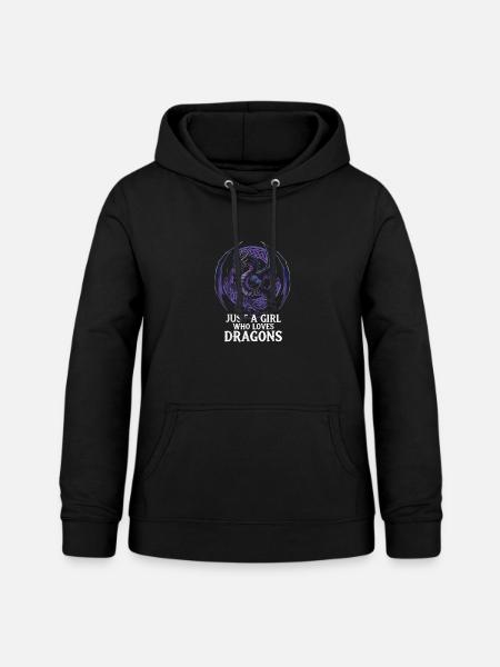 Mädchen liebt Drachen Grafik - Frauen Hoodie - Schwarz