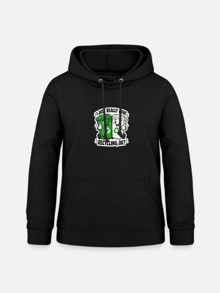 Duo Recycling Lächelnde Eimer - Frauen Hoodie - Schwarz