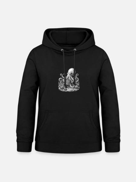 Häkelnder Oktopus – süßes Häkel-Liebhabergeschenk - Frauen Hoodie - Schwarz