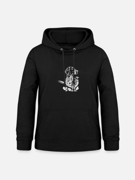 Hundesilhouette in Blütenlinie - Frauen Hoodie - Schwarz