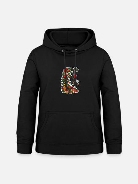 Katzenzauber am Weihnachtsbaum - Frauen Hoodie - Schwarz
