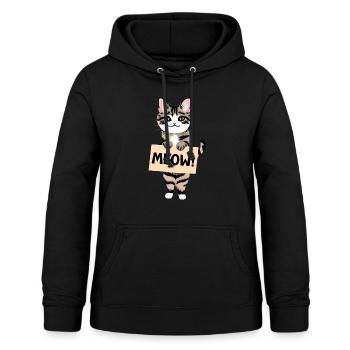 Meow - Funny sarcastic cat design - Women's Hoodie - black - Front - AI Model Female 172 light (172cm)