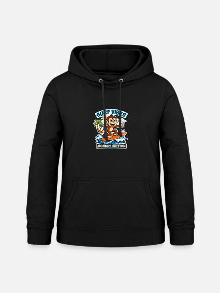Surf-Vibes – Affen-Edition. - Frauen Hoodie - Schwarz