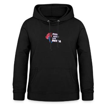 Fish Makes Life Betta Splendens for Men Women - Frauen Hoodie - Schwarz - Vorne - AI Model Female 172 light (172cm)