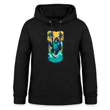 Surf Gorilla: L’illustration de la vague rétro - Sweat à capuche Femme - noir - Devant - AI Model Female 172 light (172cm)