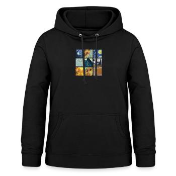 COLLAGE DE VAN GOGH - Sweat à capuche Femme - noir - Devant - AI Model Female 172 light (172cm)