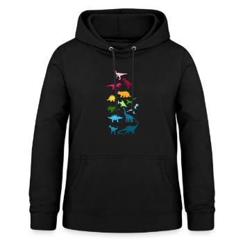 Bunte Dinosaurier - Frauen Hoodie - Schwarz - Vorne - AI Model Female 172 light (172cm)