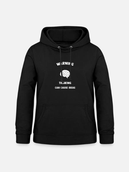 Gedankenwarnung: Ideen entstehen - Frauen Hoodie - Schwarz