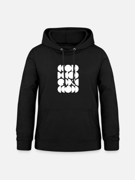 Kreisförmiges Gitter-Echomuster - Frauen Hoodie - Schwarz