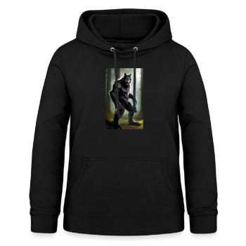 Loup-garou | Loup | Créatures mythiques | Monstres | Mystique - Sweat à capuche Femme - noir - Devant - AI Model Female 172 light (172cm)