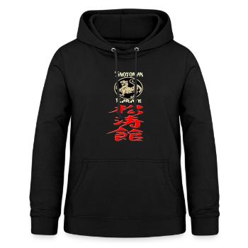 Karate Shotokan Tiger Logo Kanji Calligraphy - Frauen Hoodie - Schwarz - Vorne - AI Model Female 172 light (172cm)