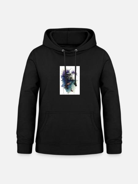Aquarell-Koi und Kirschpagode - Frauen Hoodie - Schwarz