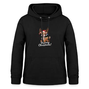 Rentier Weihnachtspullover Merry Christmas lustig - Frauen Hoodie - Schwarz - Vorne - AI Model Female 172 light (172cm)